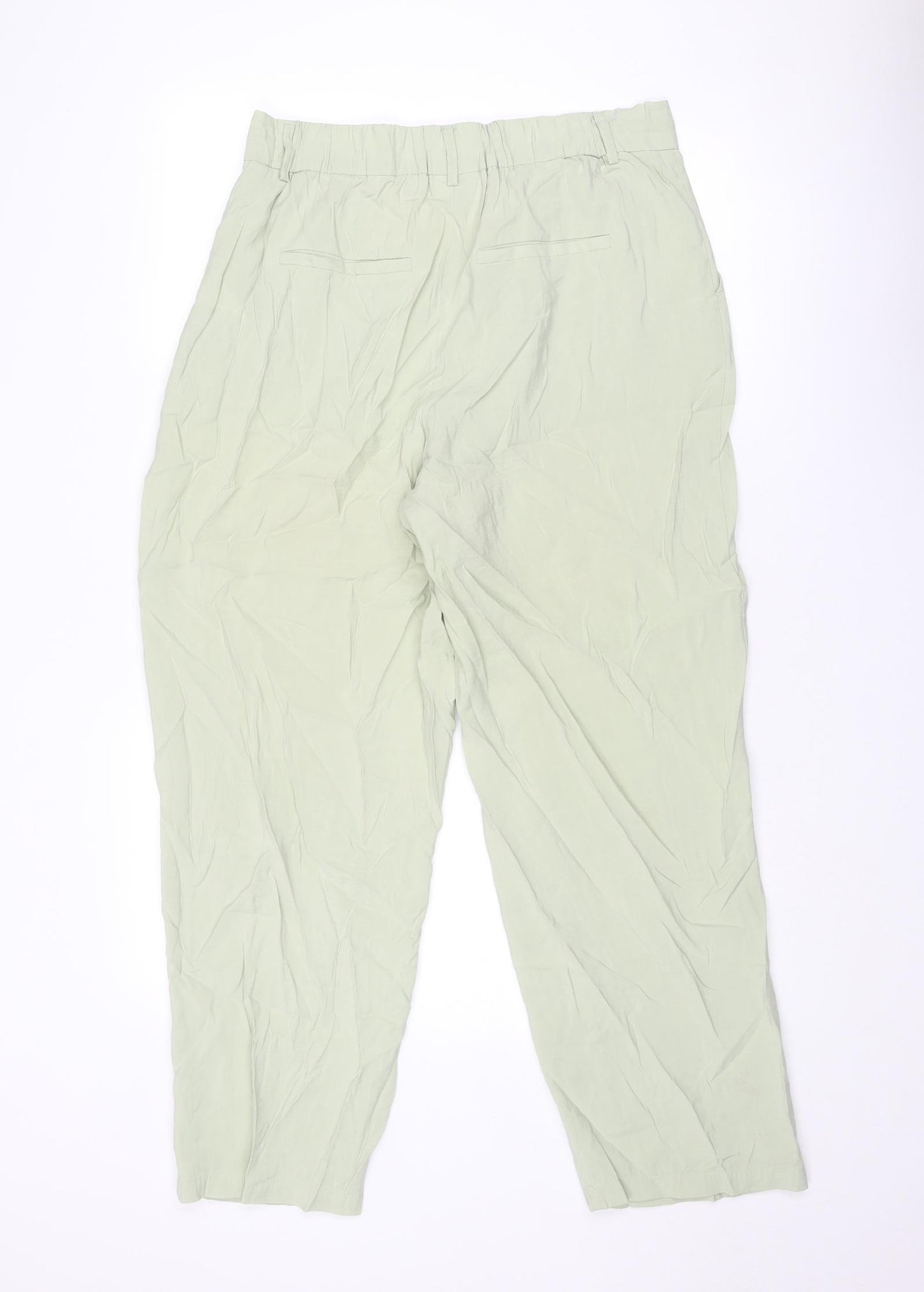 VILA Womens Green Viscose Carrot Trousers Size 16 Regular Zip