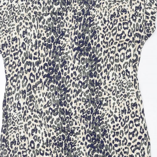 Marks and Spencer Womens Multicoloured Animal Print Viscose A-Line Size 16 Round Neck Pullover - Leopard Pattern