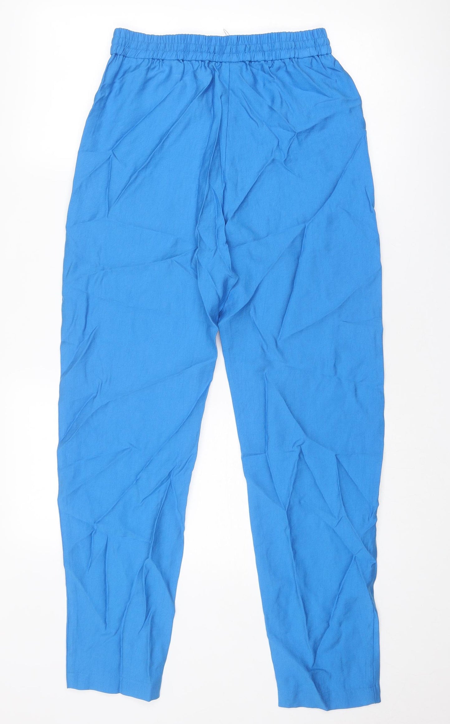 Marks and Spencer Womens Blue Lyocell Jogger Trousers Size 8 Regular Drawstring