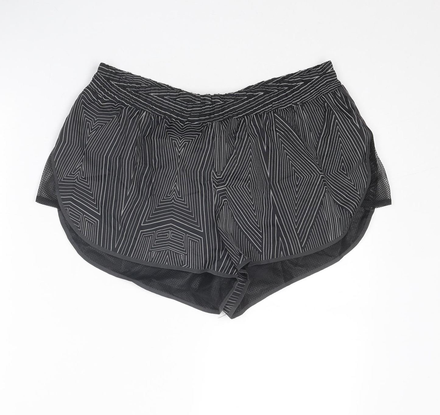 IVY PARK Womens Black Geometric Polyester Athletic Shorts Size L Regular