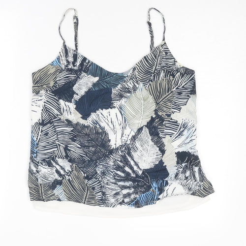 French Connection Womens Blue Geometric Polyester Camisole Tank Size 6 V-Neck - Leaf Print