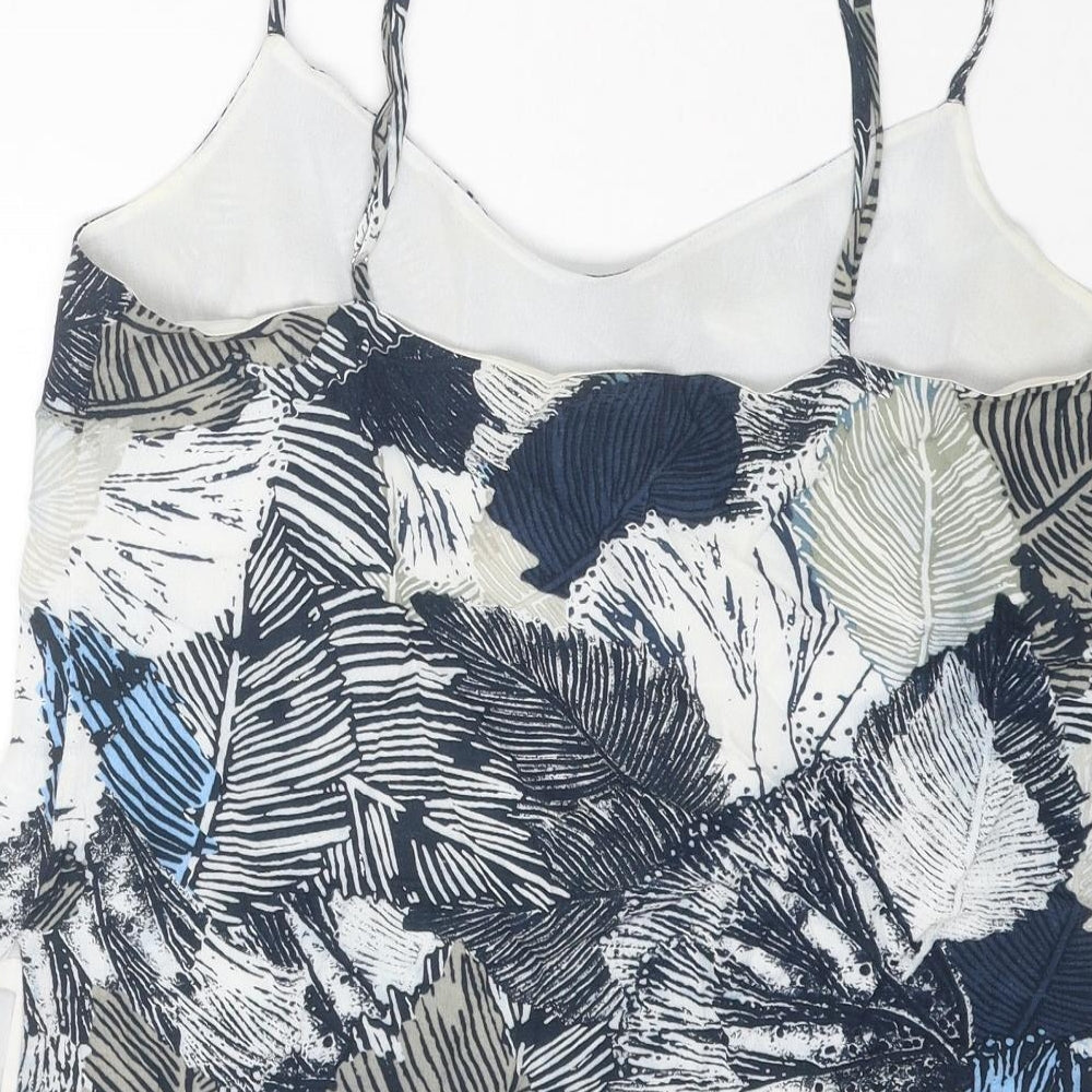 French Connection Womens Blue Geometric Polyester Camisole Tank Size 6 V-Neck - Leaf Print
