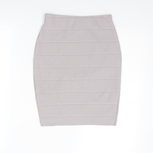 Miss Selfridge Womens Grey Striped Polyester Bandage Skirt Size 6