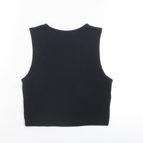 Select Womens Black Polyester Basic Tank Size 8 Round Neck