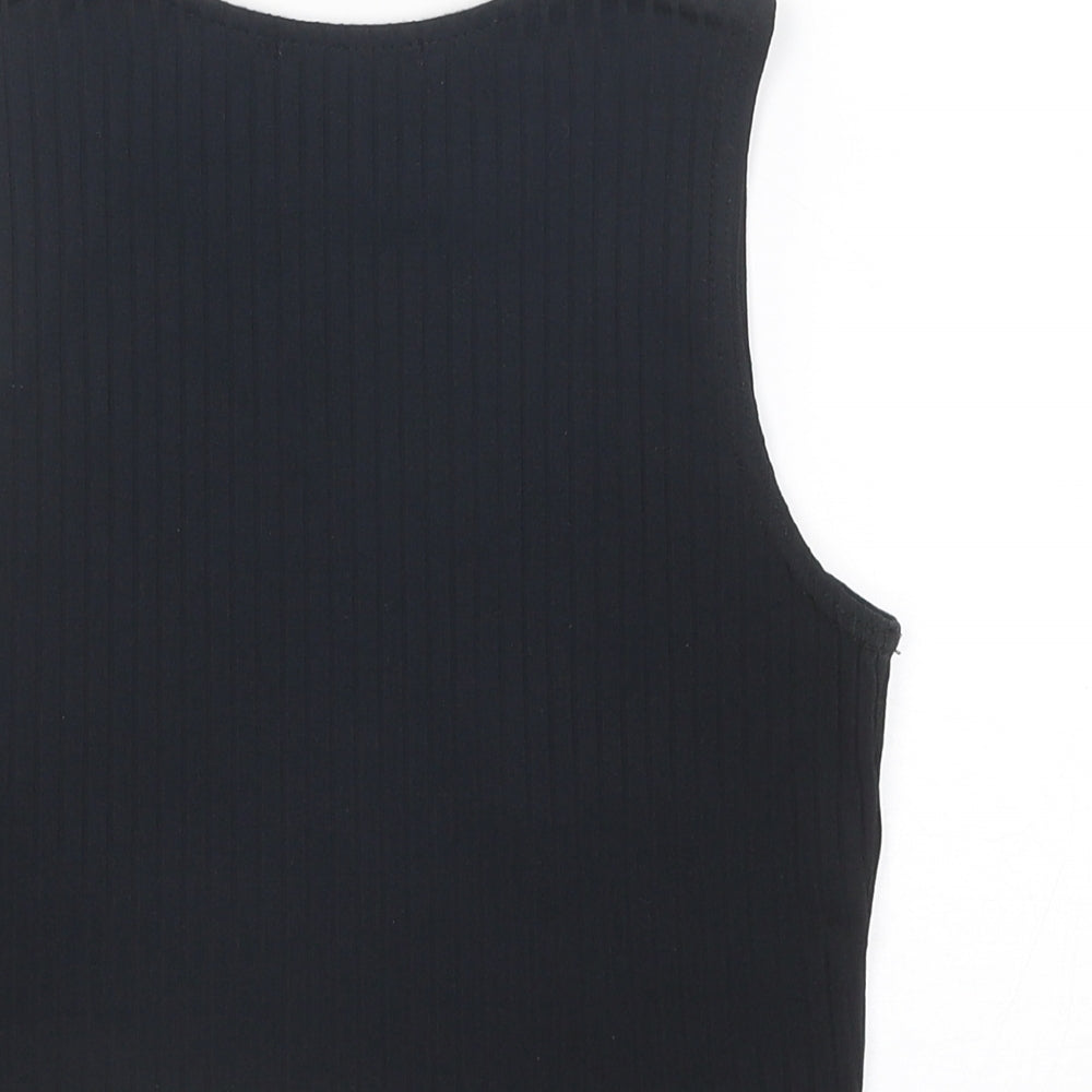 Select Womens Black Polyester Basic Tank Size 8 Round Neck