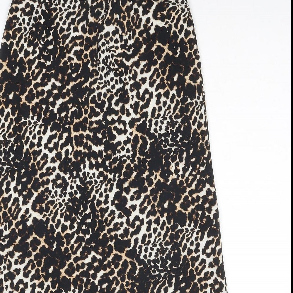 Very Womens Brown Animal Print Polyester A-Line Skirt Size 10 - Leopard Pattern
