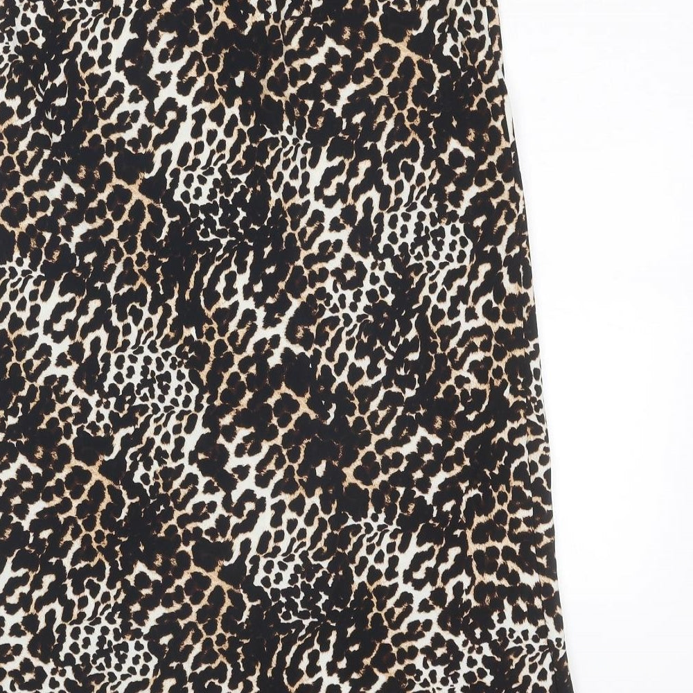 Very Womens Brown Animal Print Polyester A-Line Skirt Size 10 - Leopard Pattern