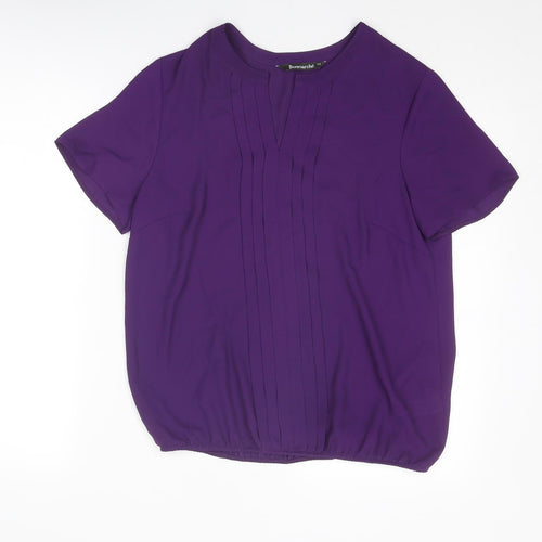 Bonmarché Womens Purple Polyester Basic Blouse Size 12 Round Neck