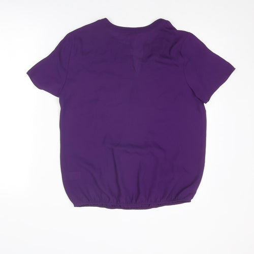 Bonmarché Womens Purple Polyester Basic Blouse Size 12 Round Neck
