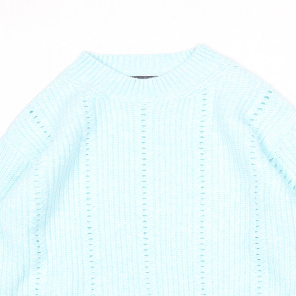 Marks and Spencer Womens Blue Round Neck Acrylic Pullover Jumper Size S