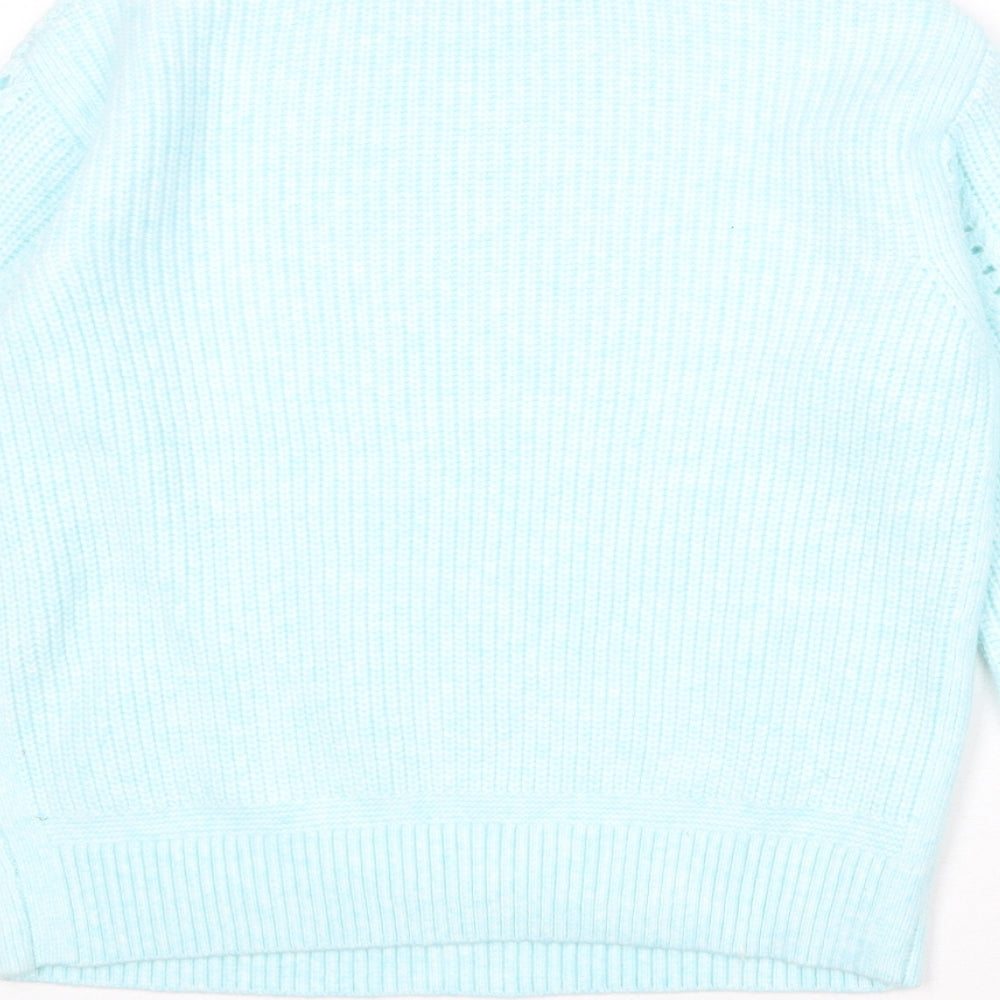 Marks and Spencer Womens Blue Round Neck Acrylic Pullover Jumper Size S