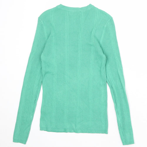 Marks and Spencer Womens Green Round Neck Viscose Pullover Jumper Size 8