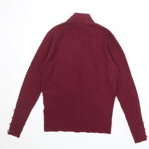 Per Una Womens Red Mock Neck Viscose Pullover Jumper Size 14