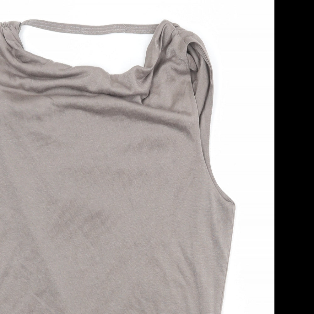Divided by H&M Womens Brown Viscose Basic Tank Size M Round Neck - Open Back