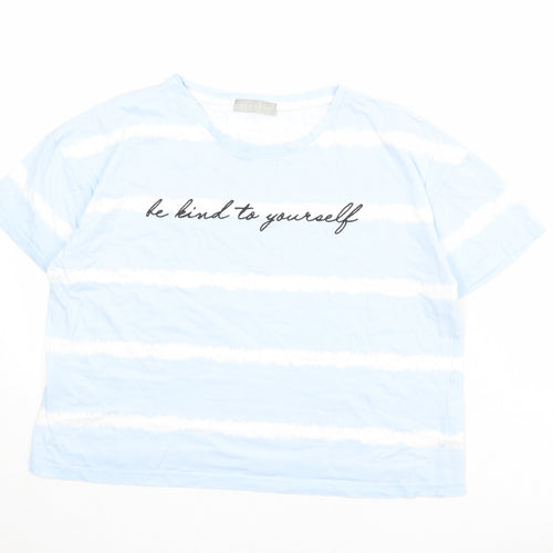 New Look Womens Blue Striped 100% Cotton Basic T-Shirt Size XS Round Neck - Be Kind to Yourself