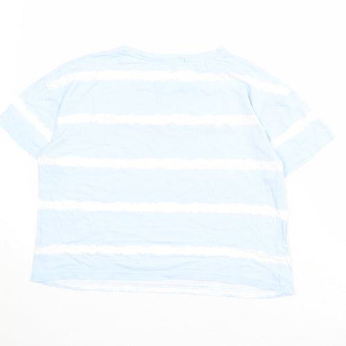 New Look Womens Blue Striped 100% Cotton Basic T-Shirt Size XS Round Neck - Be Kind to Yourself