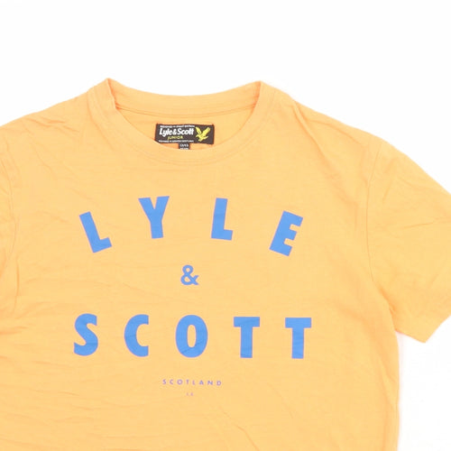 Lyle & Scott Boys Orange 100% Cotton Pullover T-Shirt Size 12-13 Years Crew Neck Pullover
