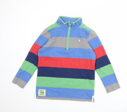 Joules Boys Multicoloured Striped Cotton Henley Sweatshirt Size 11-12 Years Zip
