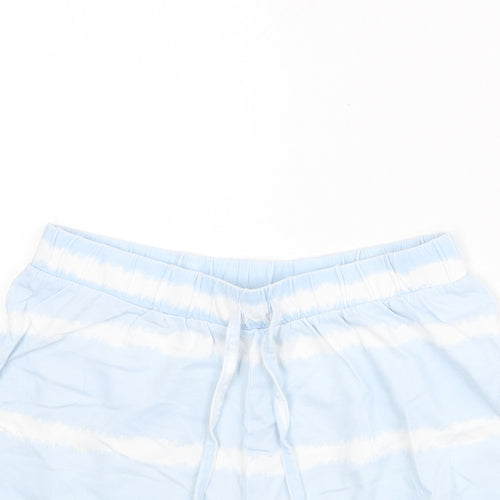 New Look Womens Blue Striped Polyester Sweat Shorts Size XS Regular Drawstring