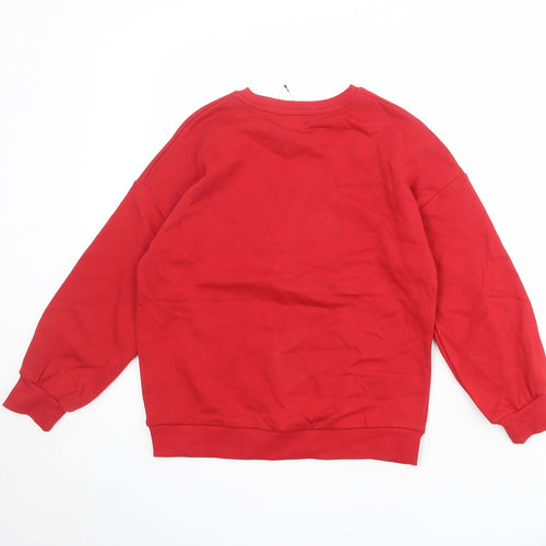 Marks and Spencer Girls Red Cotton Pullover Sweatshirt Size 10-11 Years Pullover