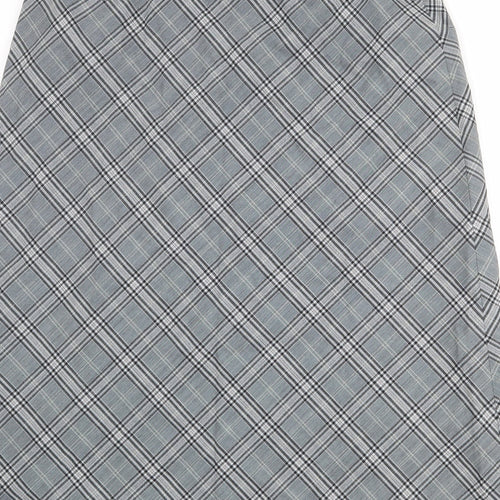 Viyella Womens Grey Plaid Polyester A-Line Skirt Size 16 Zip