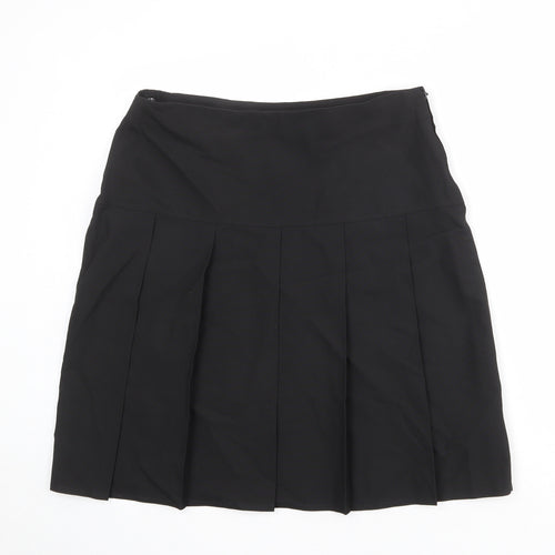 Marks and Spencer Womens Black Polyester Pleated Skirt Size 31 in Zip