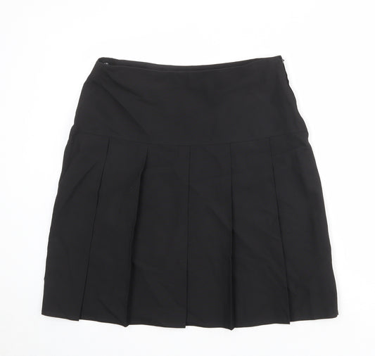 Marks and Spencer Womens Black Polyester Pleated Skirt Size 31 in Zip