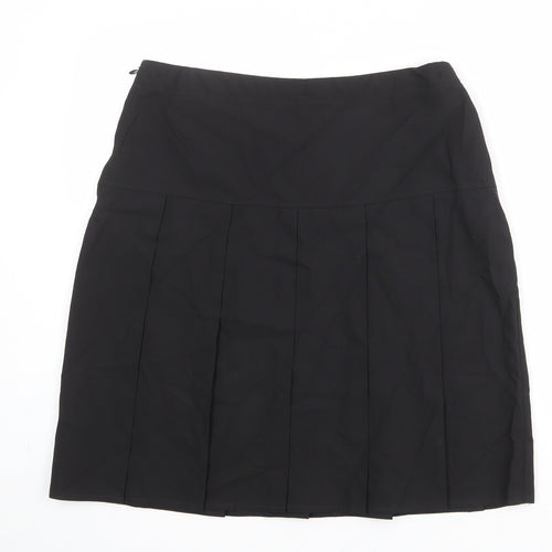 Marks and Spencer Womens Black Polyester Pleated Skirt Size 31 in Zip