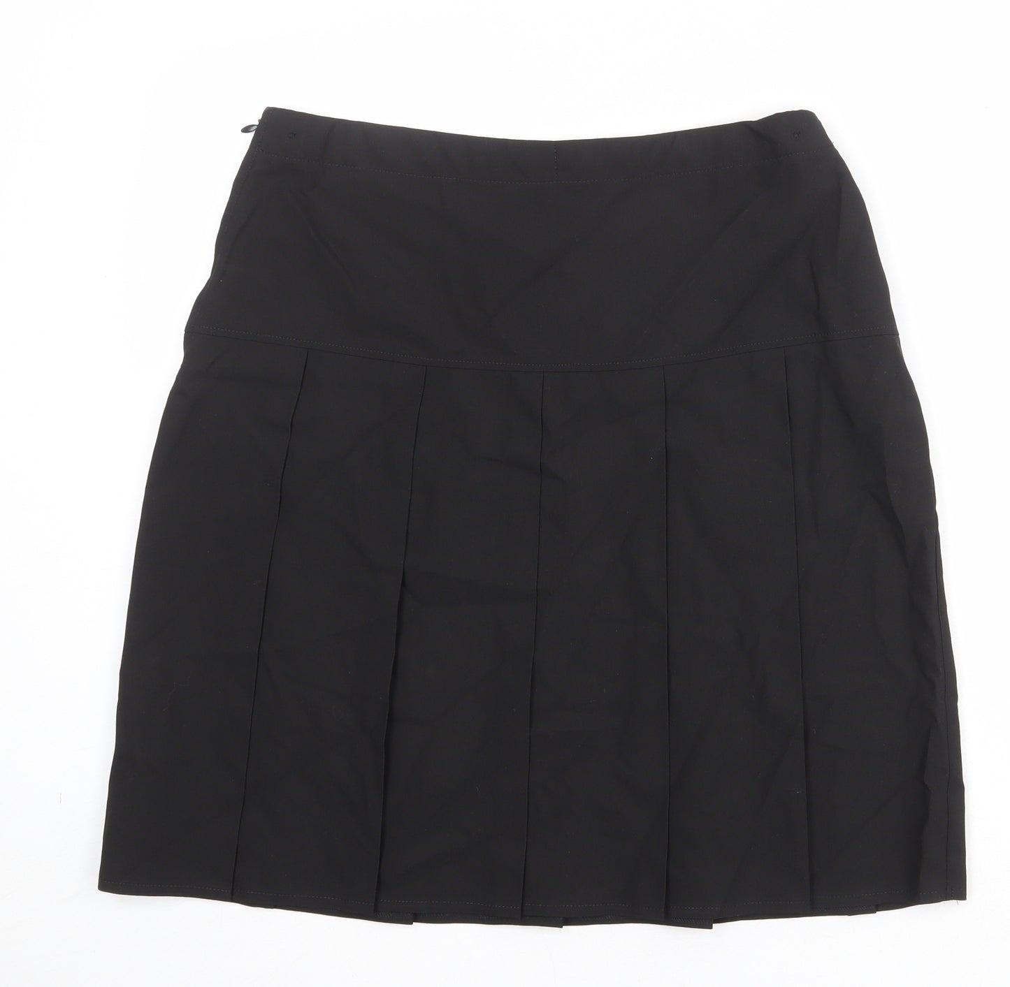 Marks and Spencer Womens Black Polyester Pleated Skirt Size 31 in Zip