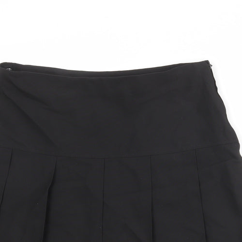 Marks and Spencer Womens Black Polyester Pleated Skirt Size 31 in Zip