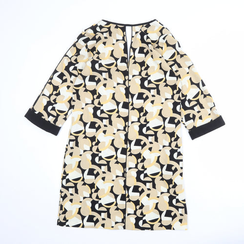 Zara Womens Multicoloured Geometric Polyester Shift Size M V-Neck Pullover