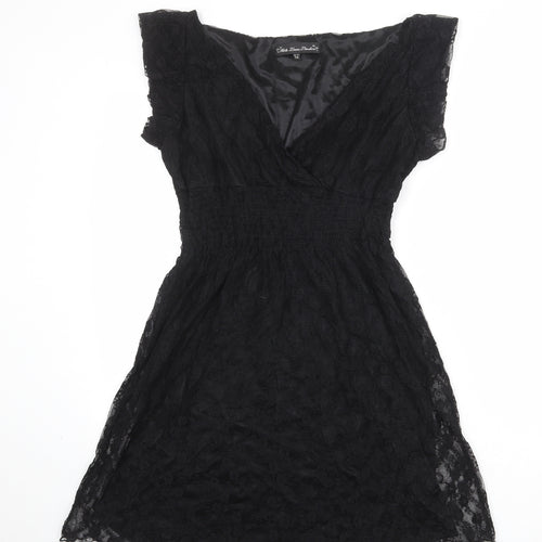 Mela London Womens Black Polyester Fit & Flare Size 14 V-Neck Pullover - Elastic Waist