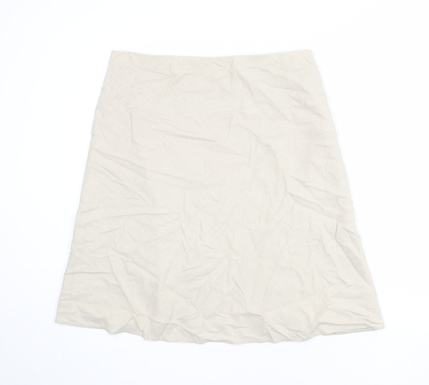 Marks and Spencer Womens Beige Linen A-Line Skirt Size 14