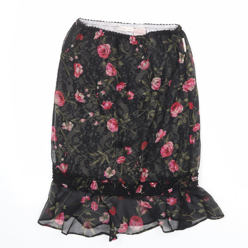 Mary-Kate and Ashley Womens Black Floral Polyester Trumpet Skirt Size 10 - Size 10-12