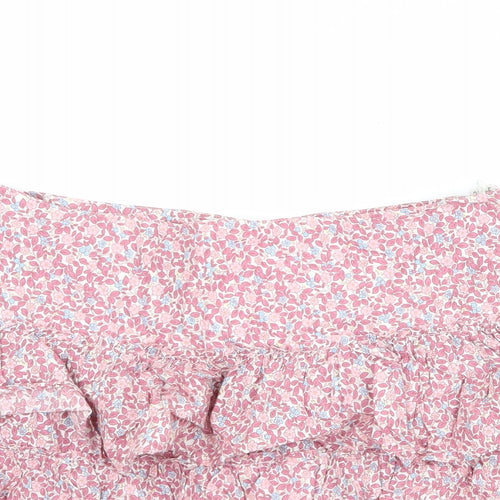 Kimchi Blue Womens Pink Floral Cotton Skater Skirt Size M Zip