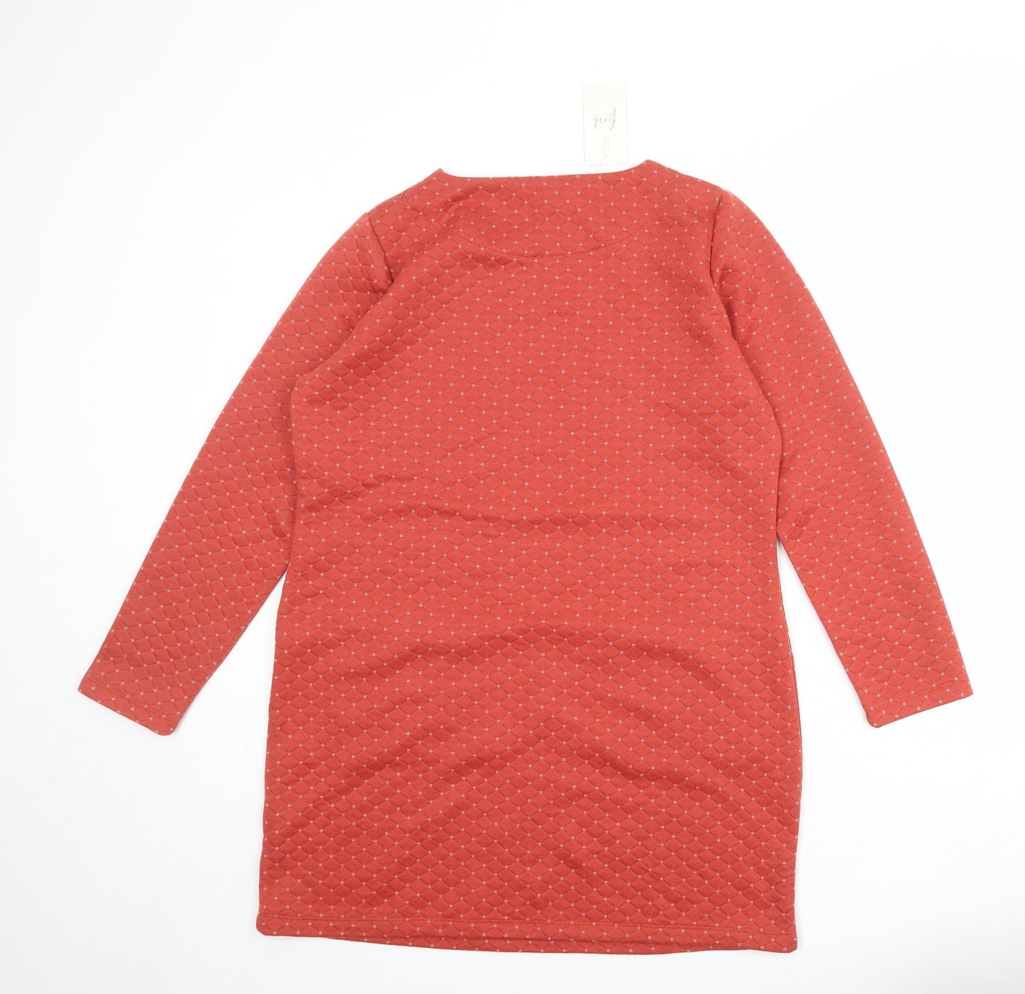 First Avenue Womens Red Geometric Polyester A-Line Size M Round Neck Pullover