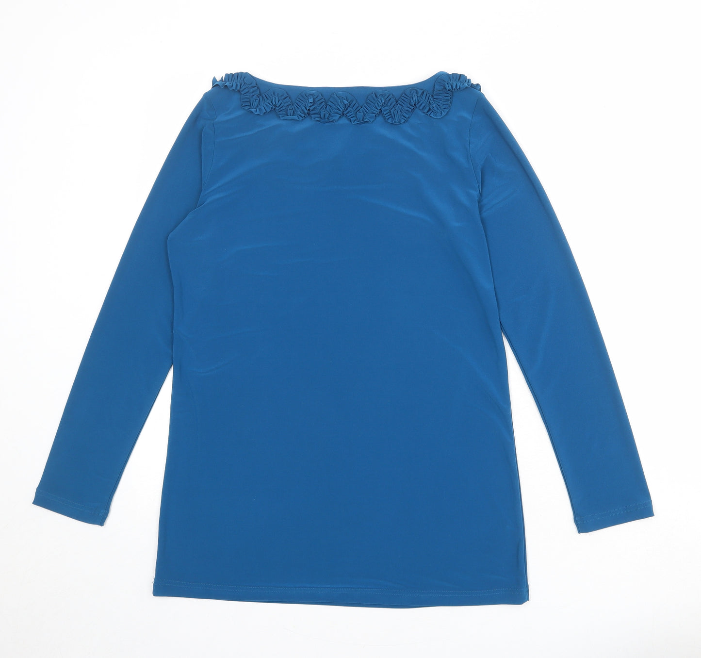 Nina Leonard Womens Blue Polyester Tunic Blouse Size S Boat Neck