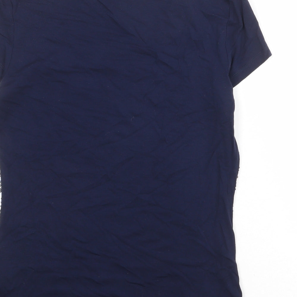 Planet Womens Blue Nylon Basic T-Shirt Size XS Scoop Neck