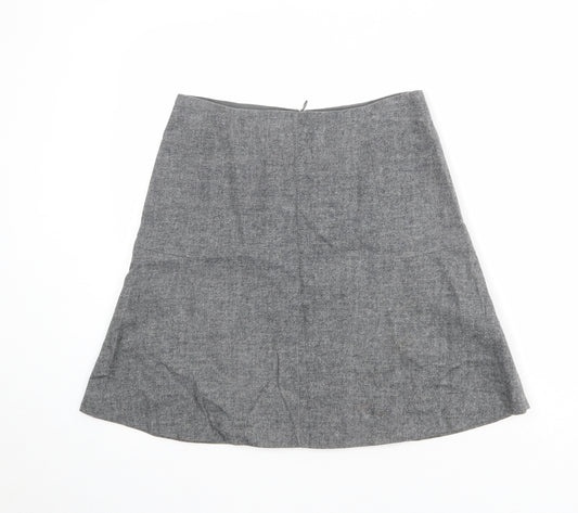 Massimo Dutti Womens Grey Wool A-Line Skirt Size 10 Zip