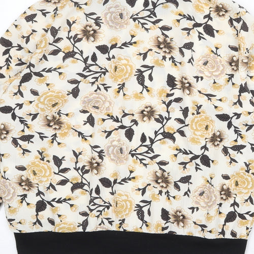 New Look Womens Ivory Floral Varsity Jacket Jacket Size 12 Zip