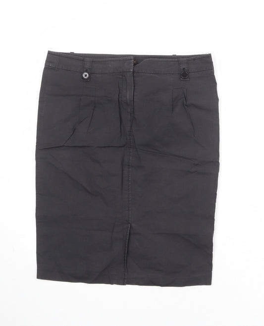 Reiss Womens Grey Cotton Straight & Pencil Skirt Size 12 Zip