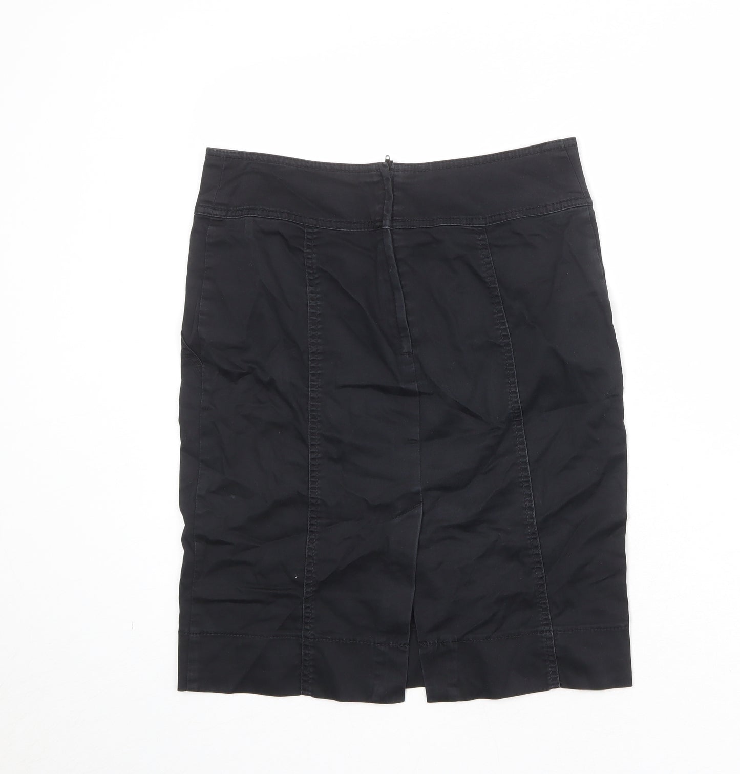 H&M Womens Black Cotton Straight & Pencil Skirt Size 10 Zip