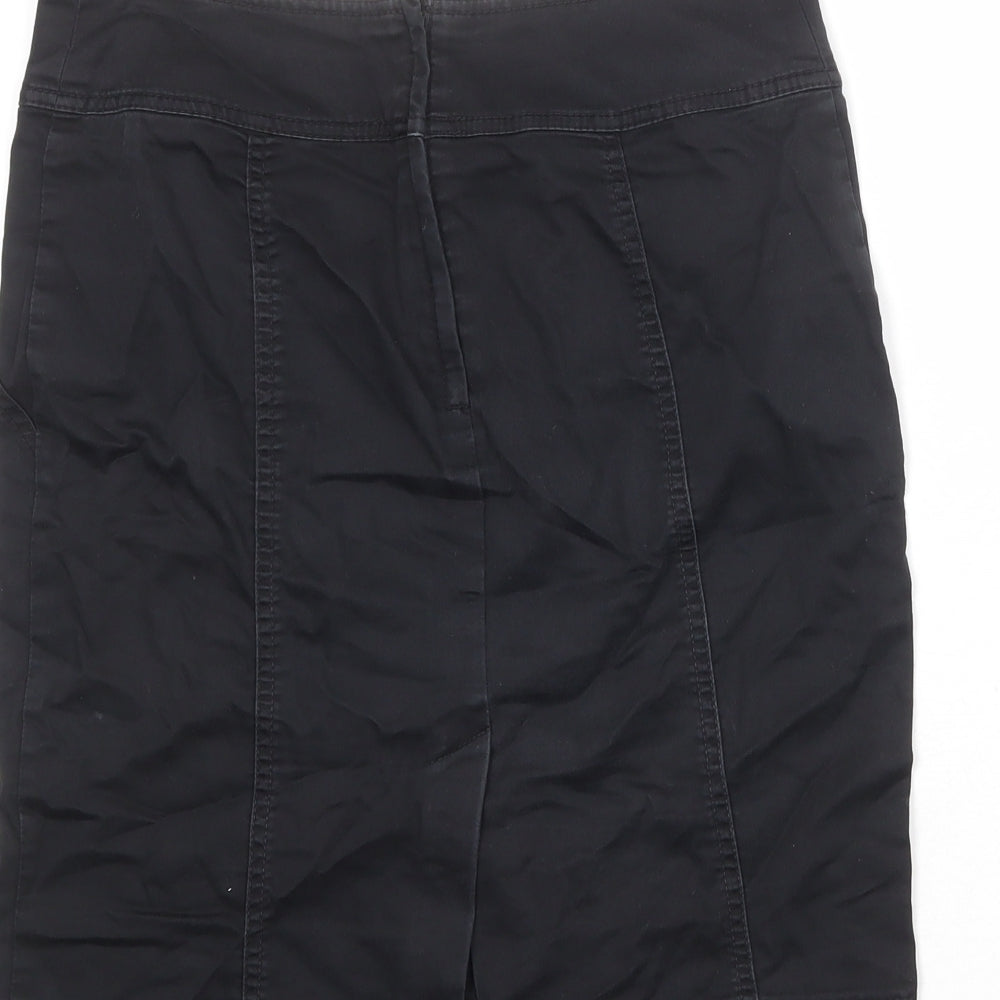 H&M Womens Black Cotton Straight & Pencil Skirt Size 10 Zip