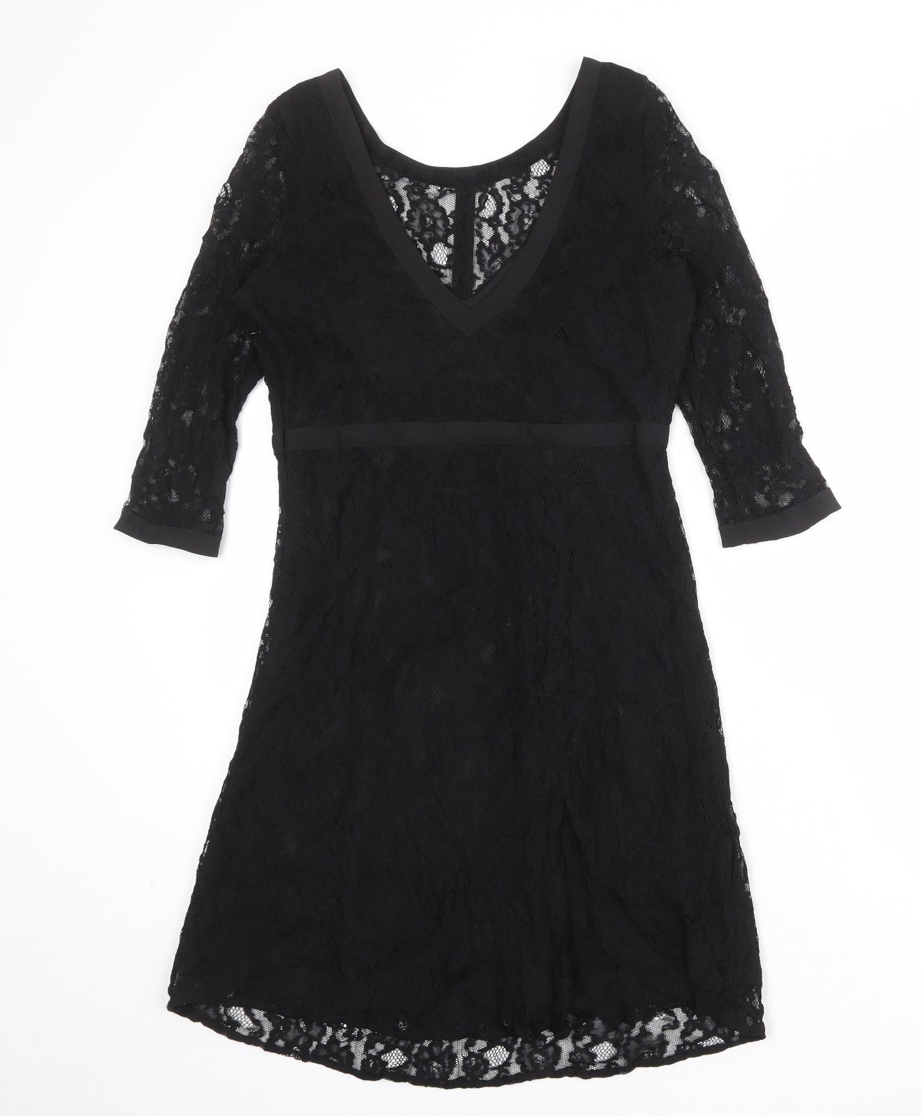 VILA Womens Black Floral Polyester Shift Size M Round Neck Zip