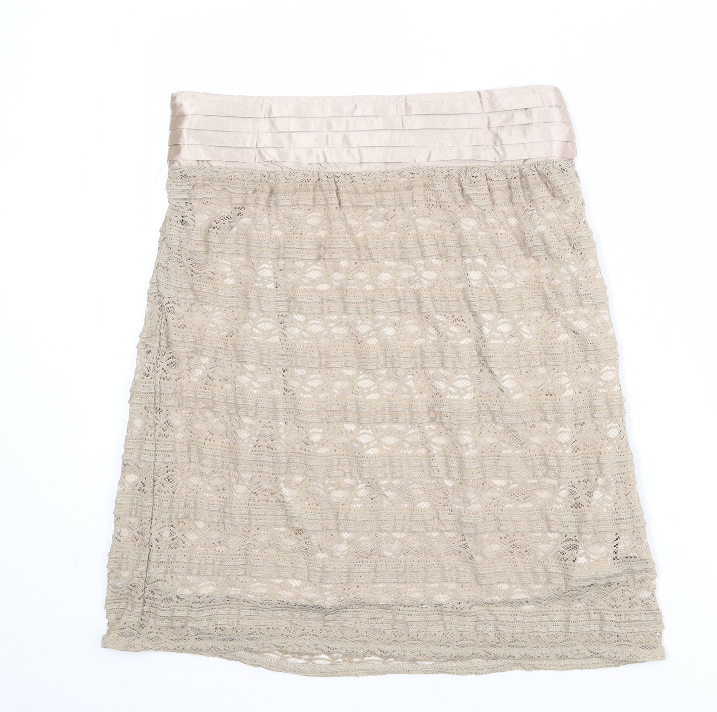 Romy Womens Beige Geometric Polyester A-Line Skirt Size S Zip