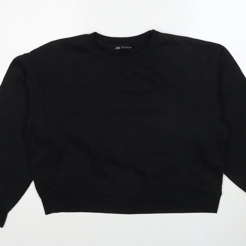 Zara Womens Black Polyester Pullover Sweatshirt Size L Pullover