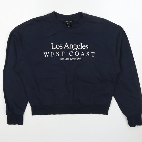 New Look Womens Blue Cotton Pullover Sweatshirt Size S Pullover - Los Angeles West Coast