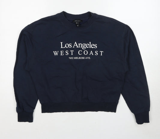 New Look Womens Blue Cotton Pullover Sweatshirt Size S Pullover - Los Angeles West Coast