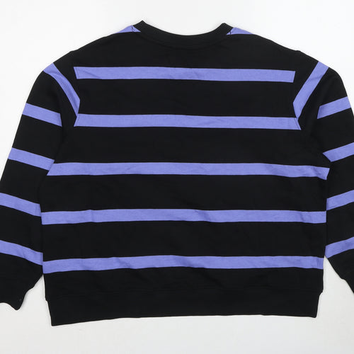 Marks and Spencer Womens Black Striped Cotton Pullover Sweatshirt Size L Pullover