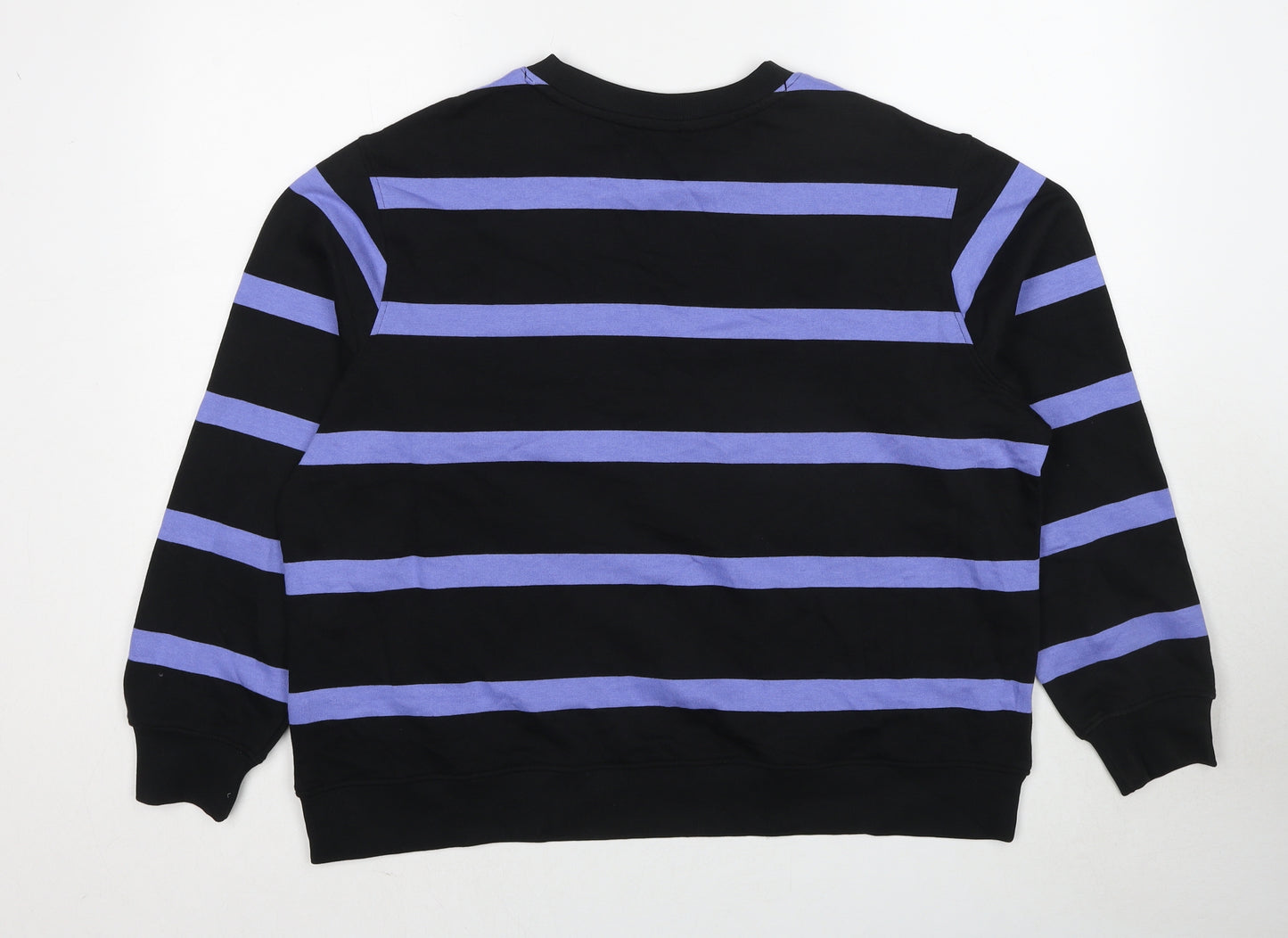 Marks and Spencer Womens Black Striped Cotton Pullover Sweatshirt Size L Pullover